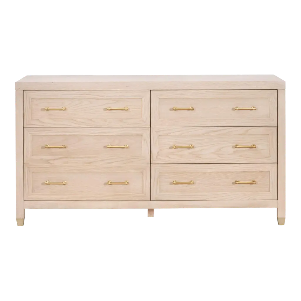 Stella 6-Drawer Double Dresser, Light Honey Oak