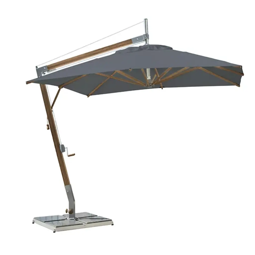 Sirocco Square Side Wind Bamboo Cantilever Umbrella With Base