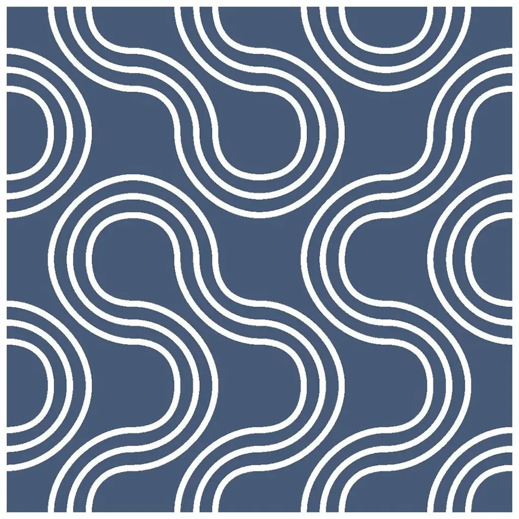 Mamma Screen Printed Wallpaper In Maritime 'White On Navy Blue'