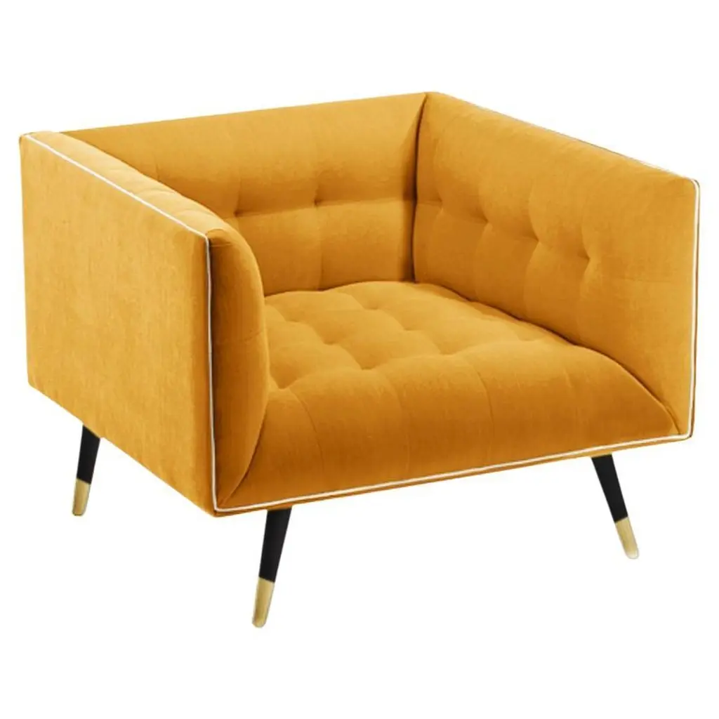 Dust Armchair With Beech Ash-056-5, Polished Brass And Corn