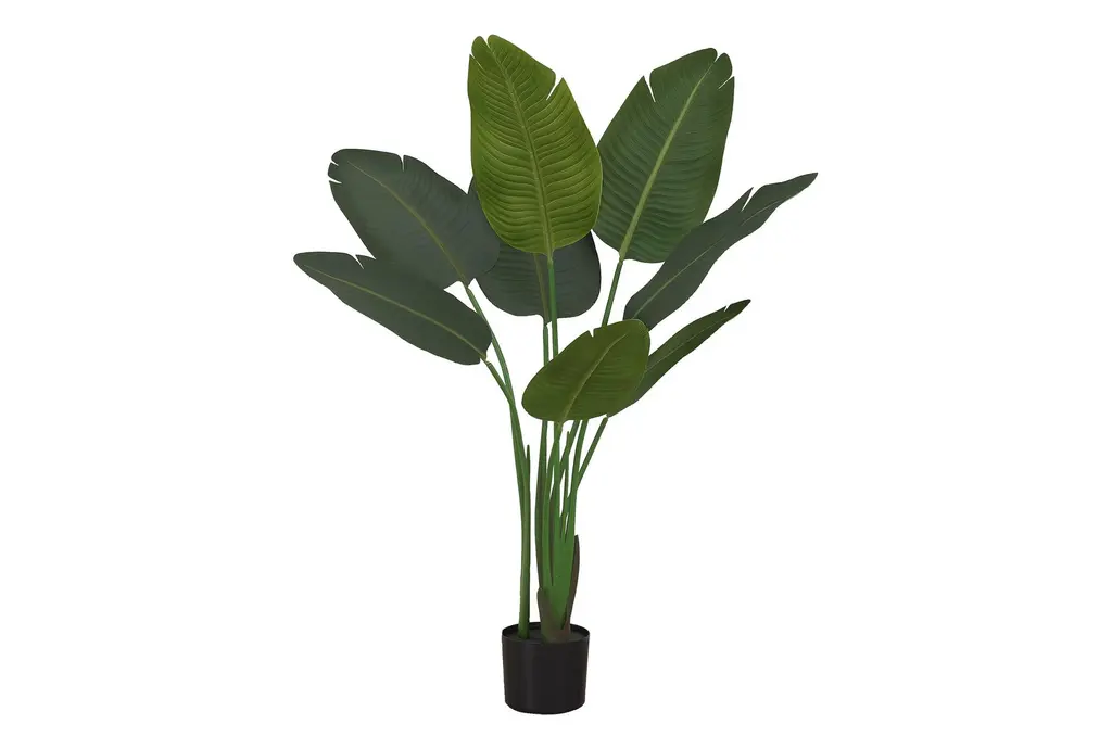 44" Green Plastic Artificial Bird Of Paradise Tree In Black Pot
