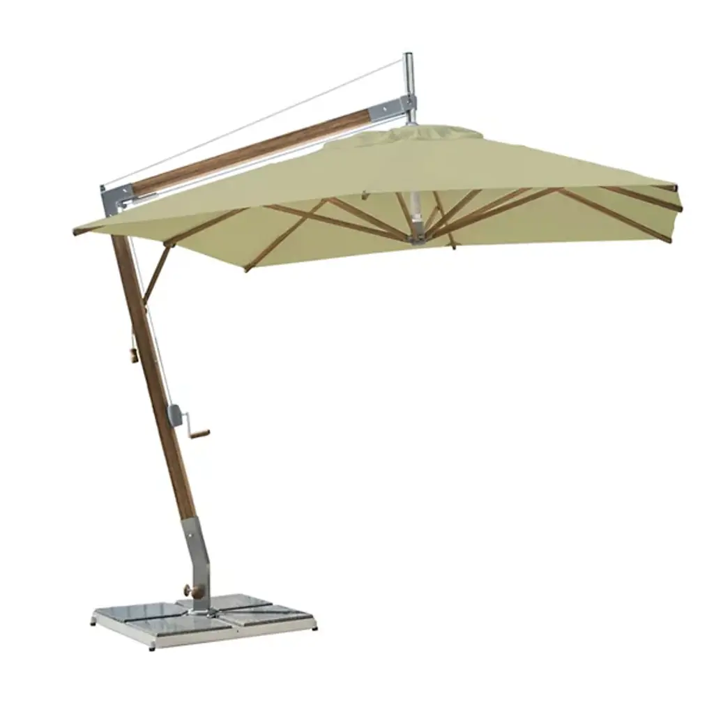 Sirocco Square Side Wind Bamboo Cantilever Umbrella With Base