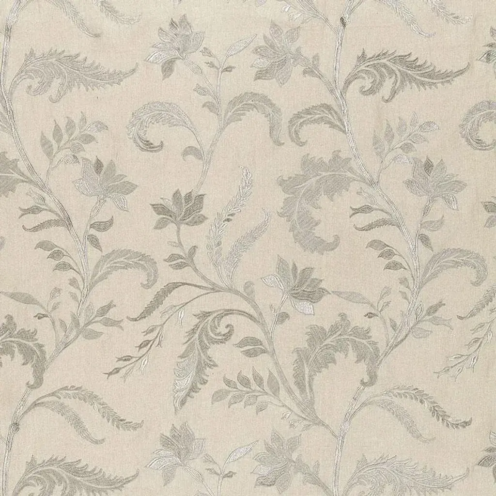 Schumacher Monceau Linen Embroidery Fabric In Zinc