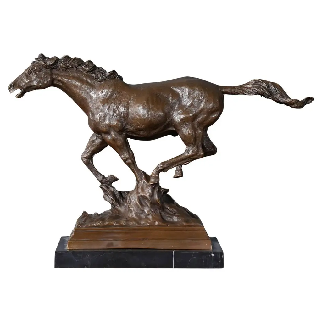 Running Horse On Marble Base