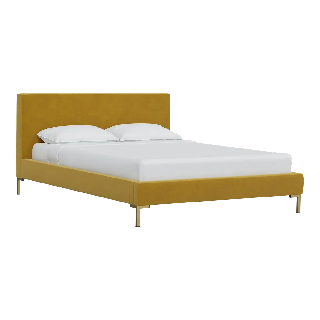 Norah Platform Bed In Citronella Luxe Velvet, Full/double