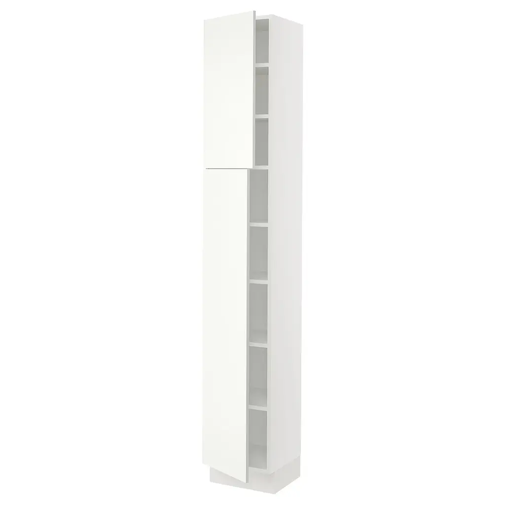 Sektion High Cabinet With Shelves/2 Doors - White/vallstena White 15x15x90 "