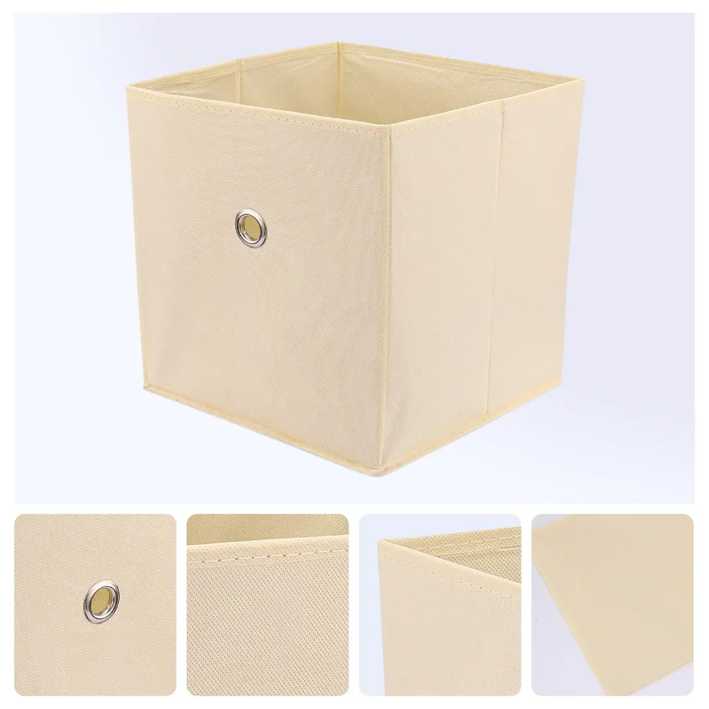 Storage Cube, Fabric Storage Bin For Shelves Closet, 3 Pack Collapsible Storage Basket For Organizing Clothes Books - Beige