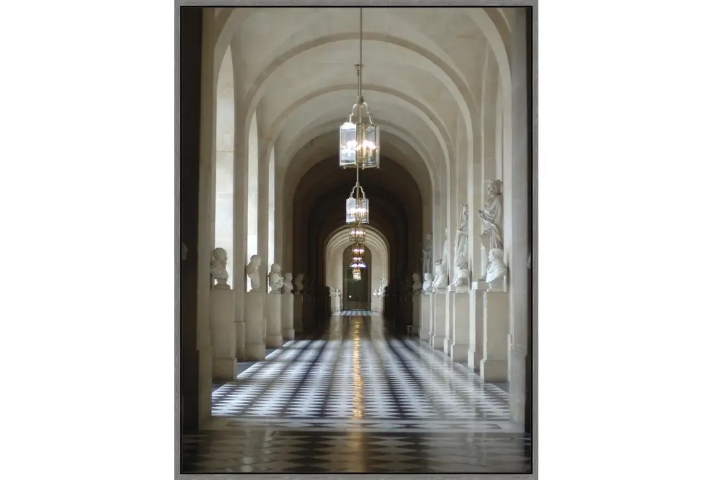 30"x40" Great Hall With Grey Frame | Vertical | Photography | Architecture | Framed Canvas Art