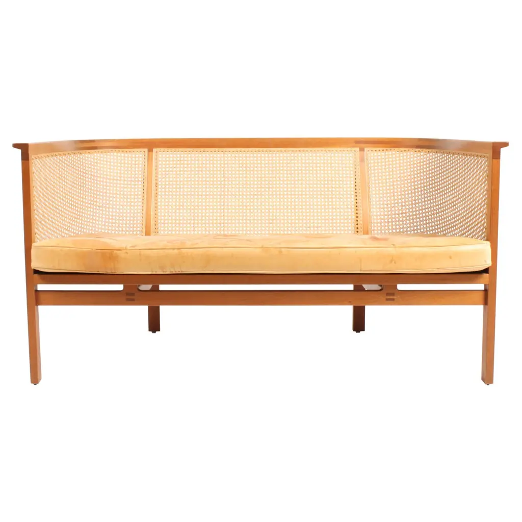 Danish Midcentury Sofa In Mahogany And Patinated Leather By Rud Thygesen