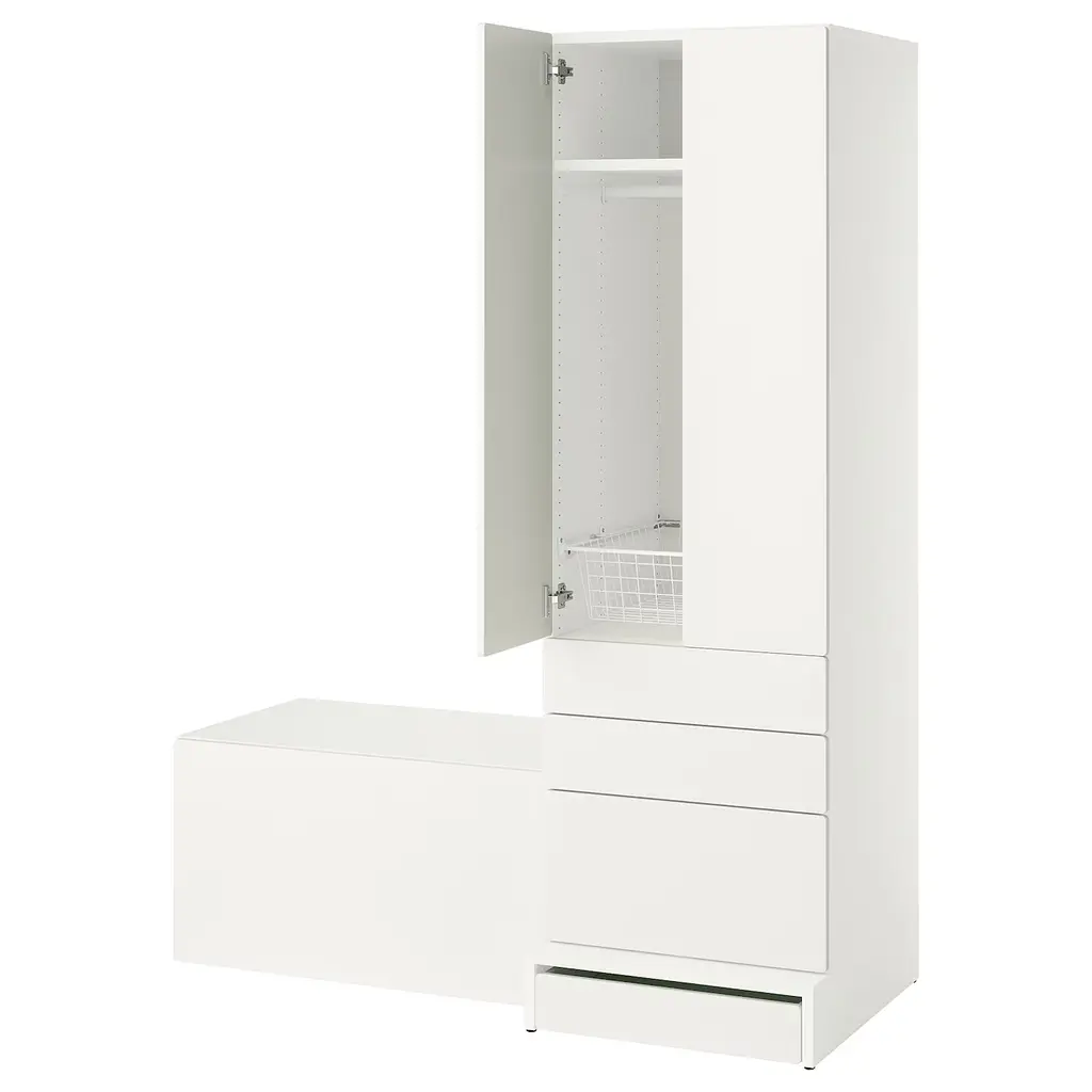 Småstad / Uppföra Storage Combination - White White/with Bench 59x25 5/8x77 1/8 "