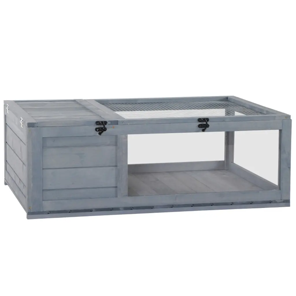 Turtle Cage With Solid Cedar Wood And Suitable For Small Animals - 35.75" L X 23.75" W X 12.5" H - Grey