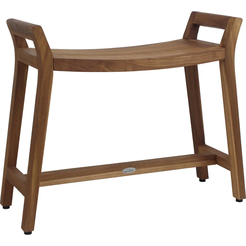 Patented Asia Ascend Teak Shower Bench - Teak Oil - 24" Wide, 21" Tall