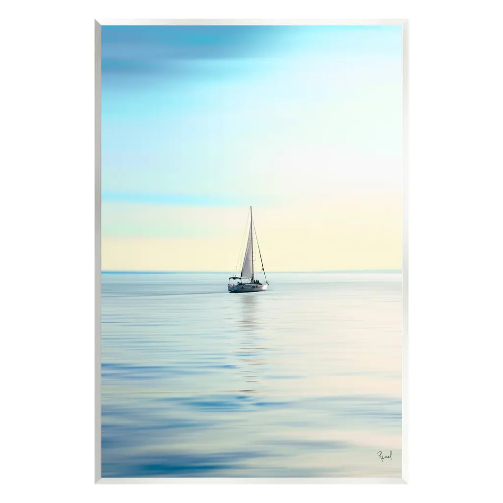 Stupell Blue Sunlit Sailboat Wall Plaque Art Design By Renel Peters - 13 X 19