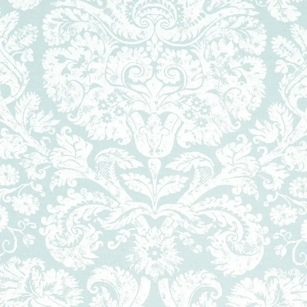 Schumacher Barresa Damask Fabric In Aqua