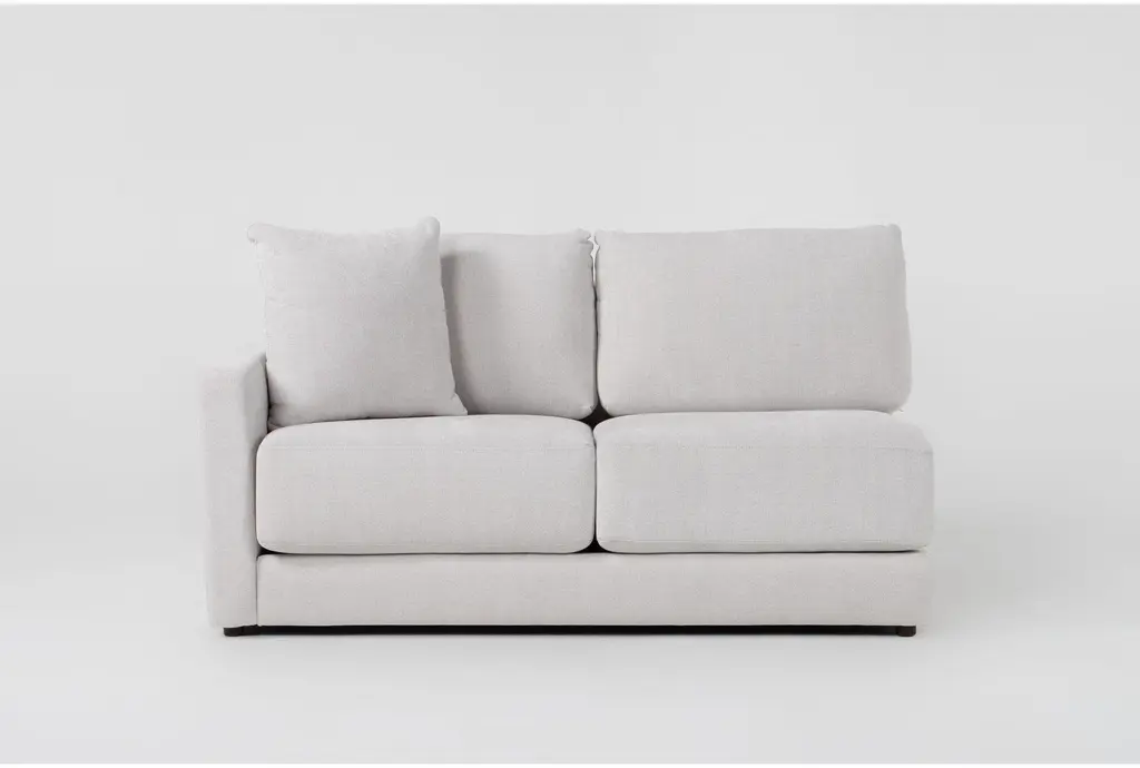 Alicia Greige Grey Beige Chenille Fabric Left Arm Facing Loveseat