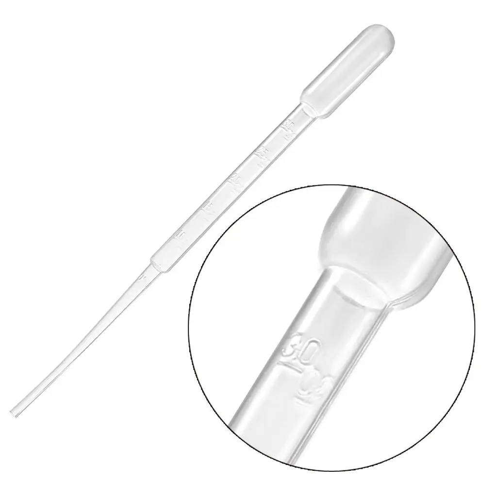 50 Pcs 3Ml Disposable Pasteur Pipettes Liquid Drop Droppers Graduated 180mm Long - Clear - Clear