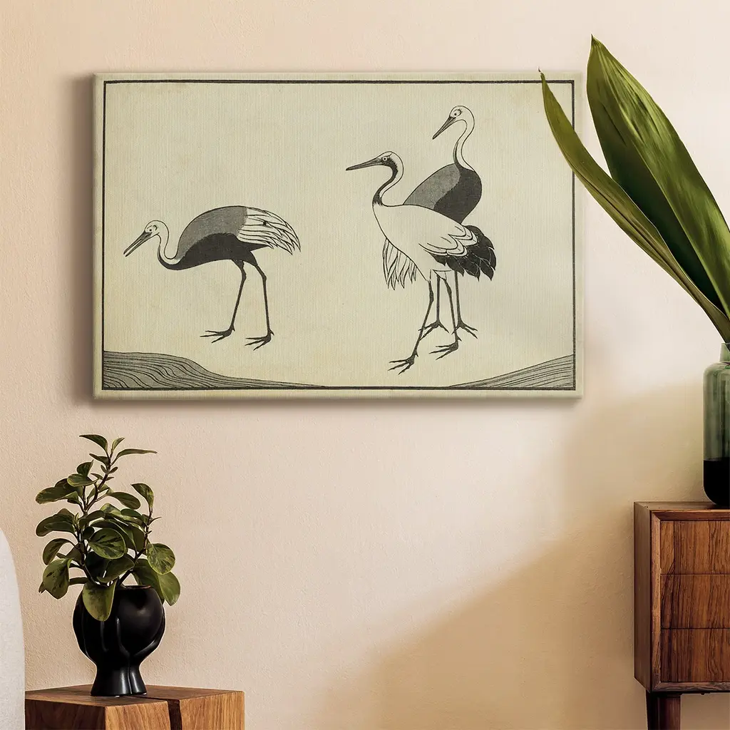 Japanese Cranes B Premium Gallery Wrapped Canvas - Ready To Hang - 18x27