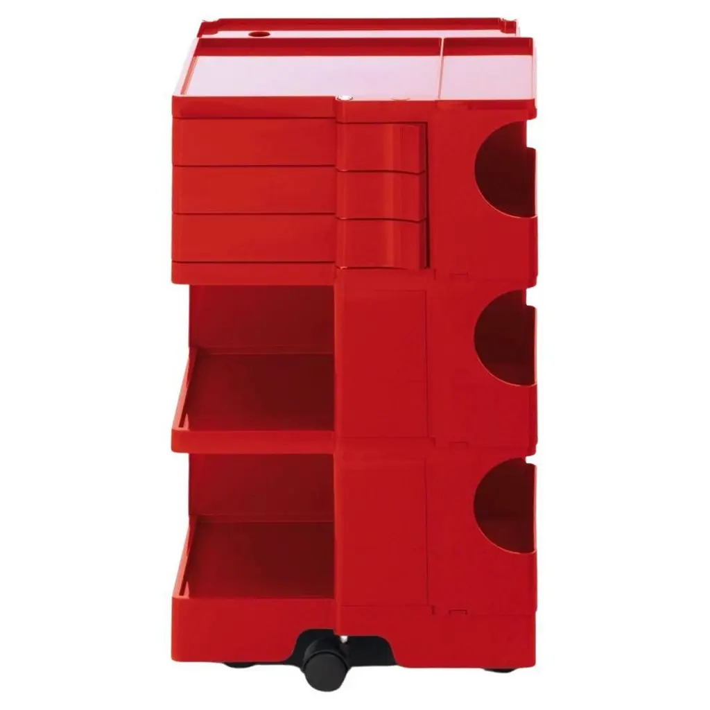 Joe Colombo 'Boby' Trolley Size M With 3 Drawers In Red For B-Line
