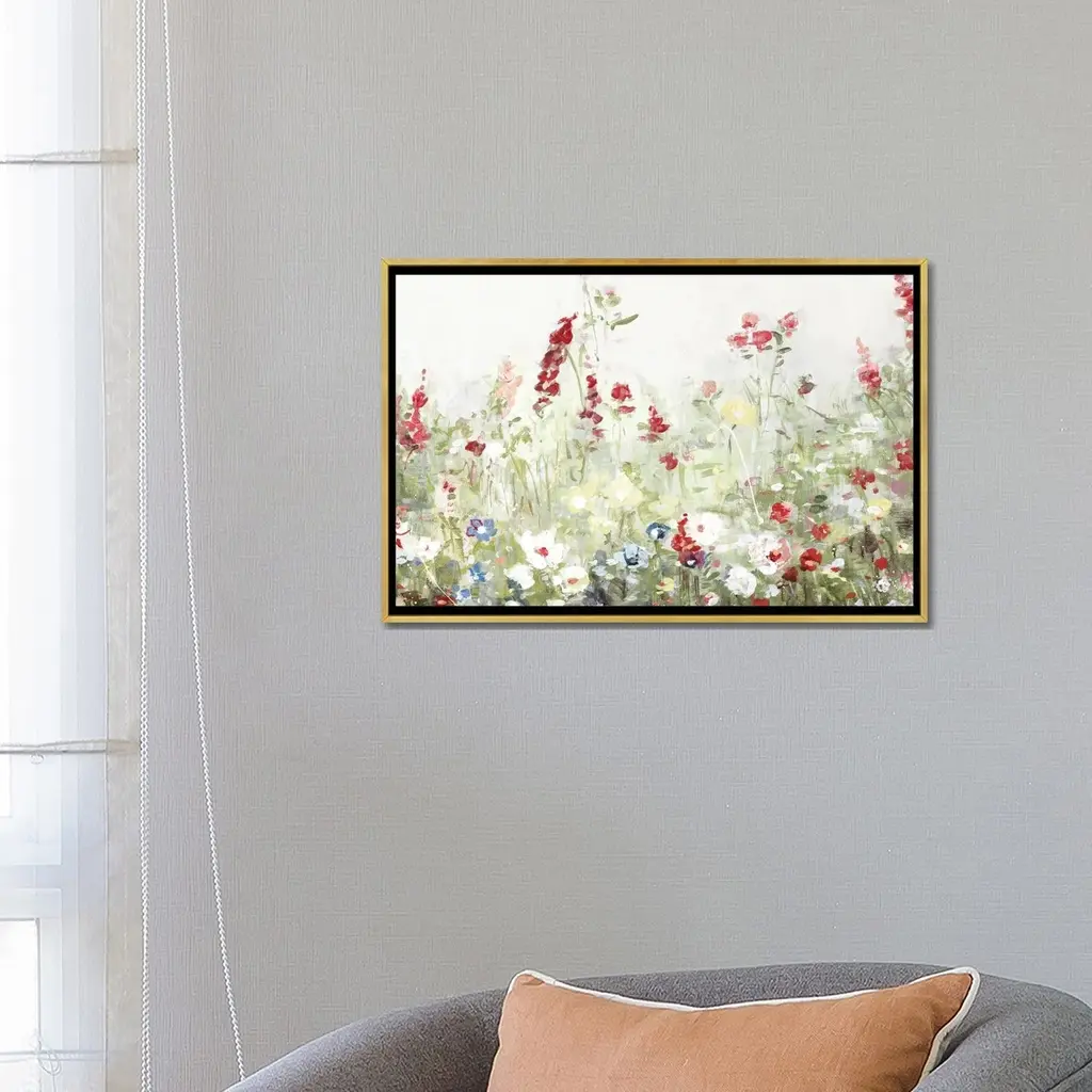 Icanvas "Sweet Spring Meadow" By Sally Swatland Framed Canvas Print - White - 18x26