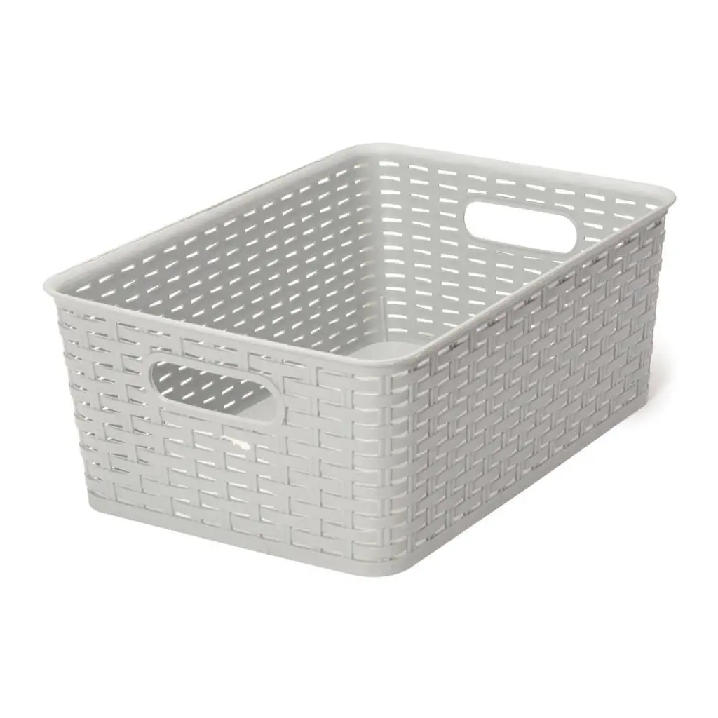 Ybm Home Plastic Rattan Storage Box Basket Organizer, Ba425 - Pack Of 1 - Grey