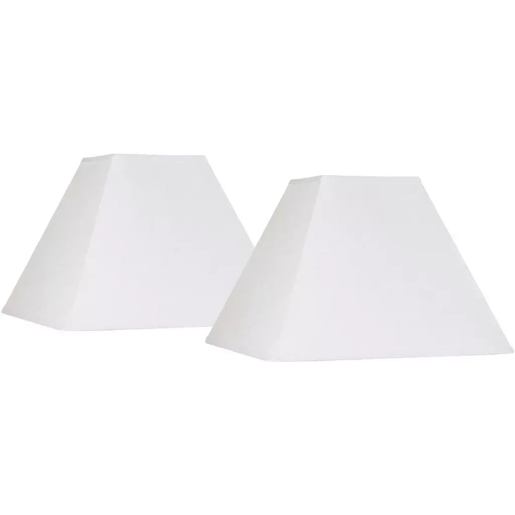 Springcrest Set Of 2 Square Lamp Shades White Large 7" Top X 17" Bottom X 13" Slant Spider With Replacement Harp And Finial Fitting