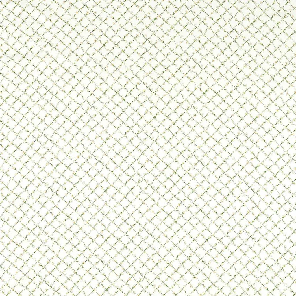 Harlequin Daisy Trellis Fabric In Emerald/pearl