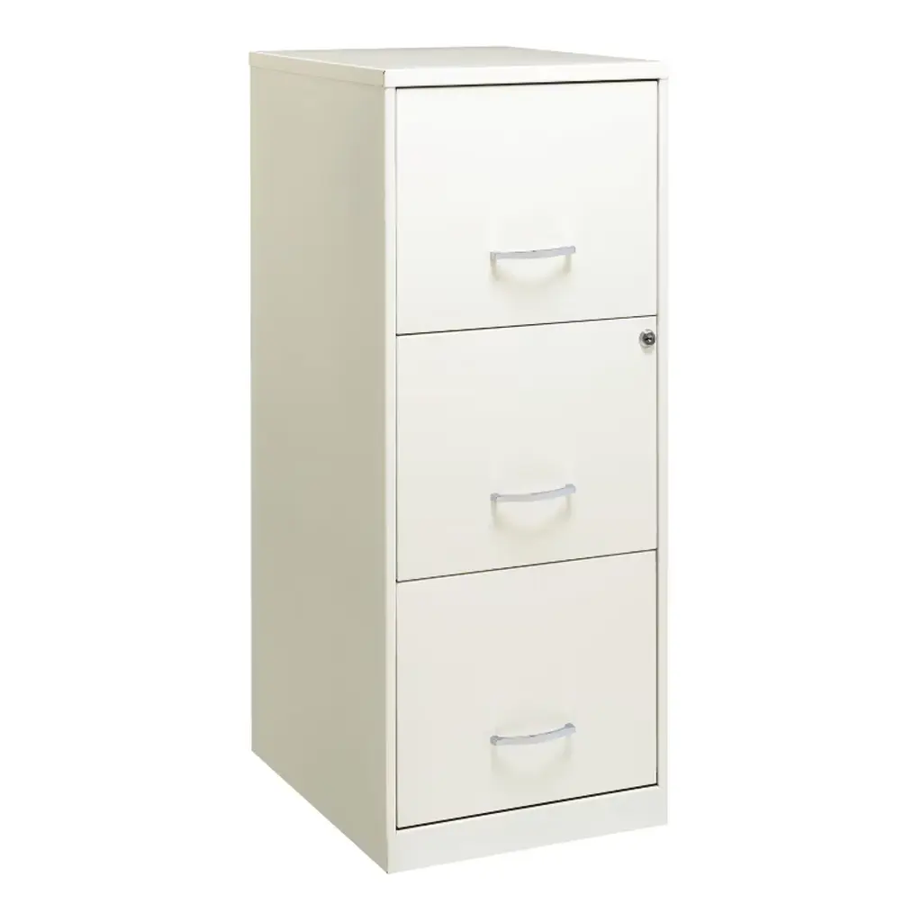 Space Solutions 18" Deep 3 Drawer Smart Letter Width Vertical File Cabinet Pearl White