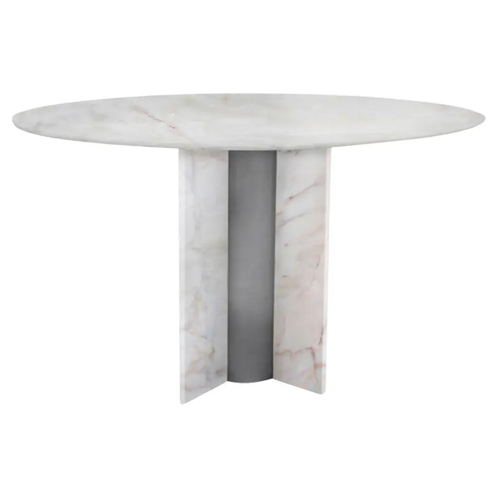 Round Marble Dining Table "Small White Coloss"