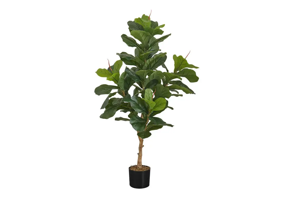 47" Green Plastic Artificial Fiddle Tree In Black Pot