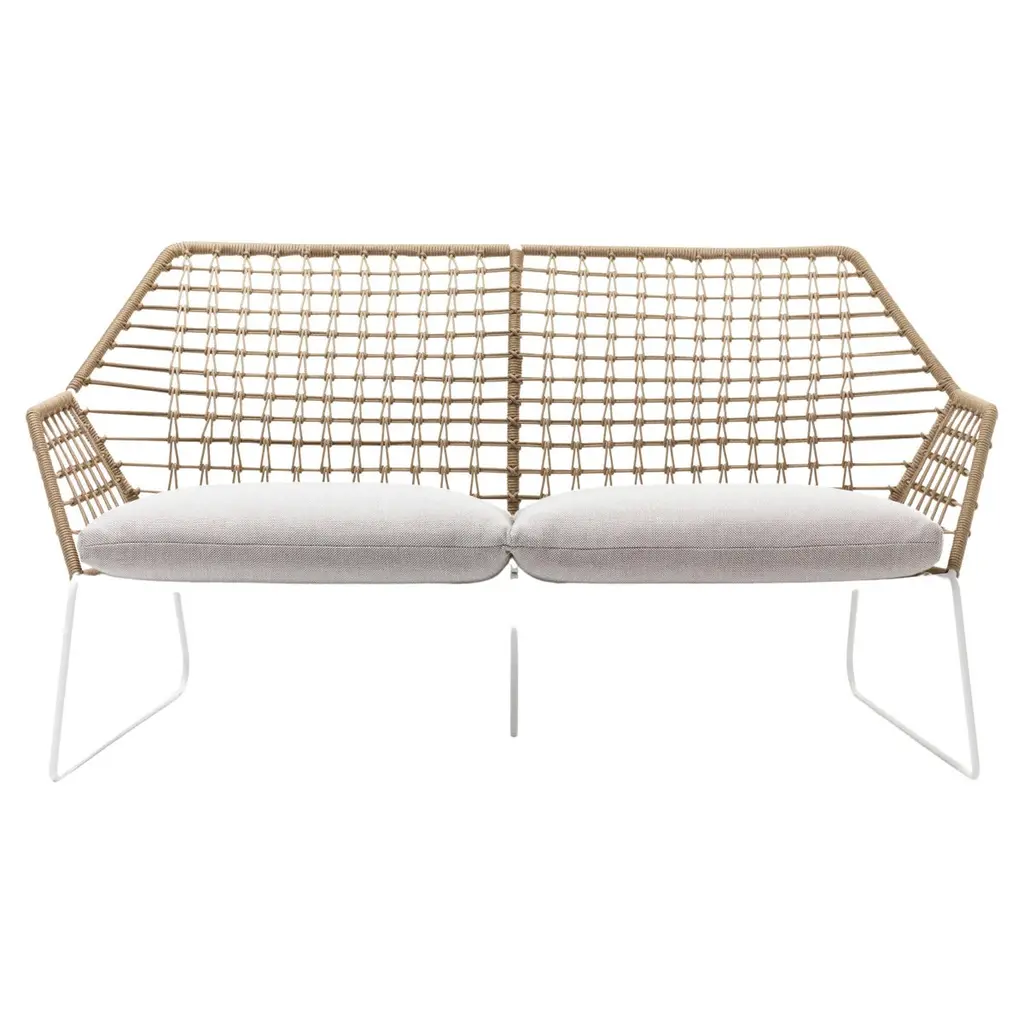 New York Soleil Sofa With Hemp Rope Frame & White Legs By Sergio Bicego