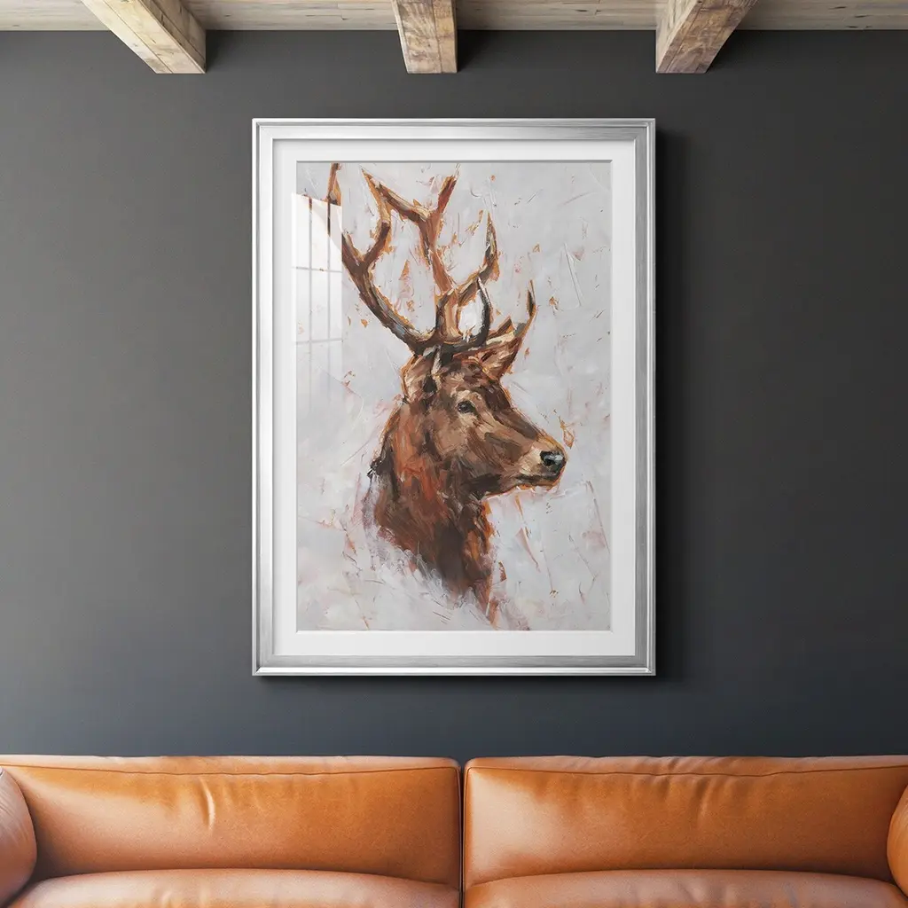 Stag Study Ii Premium Framed Print - Ready To Hang - 26.5x36.5 - Silver