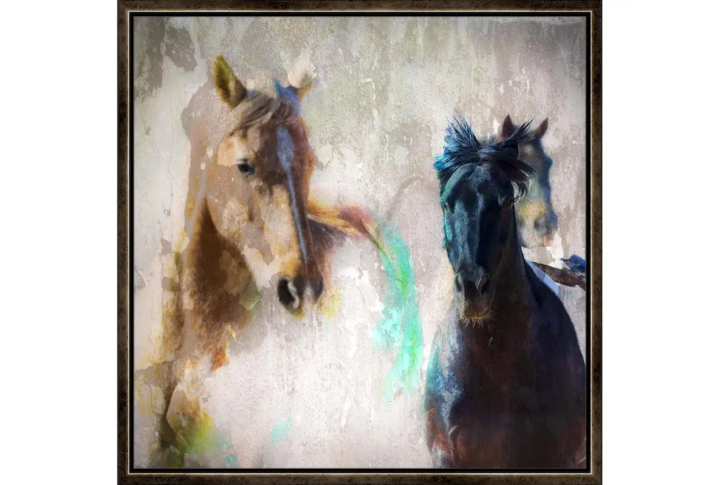 26x26 Horse Rush With Espresso Frame | Made In The Usa | Framed Art | Animals | Print