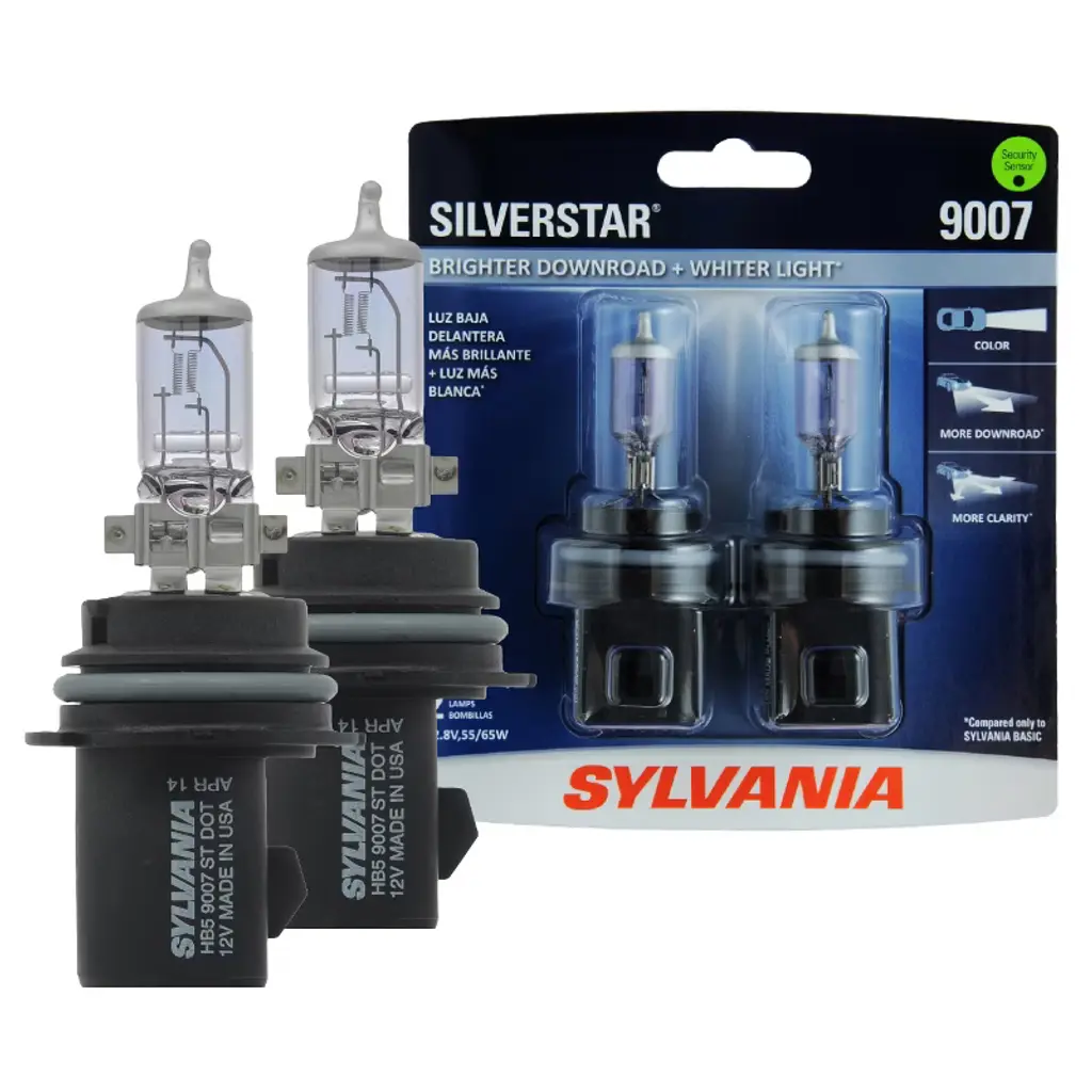 Sylvania 9007 Silverstar High Performance Halogen Headlight Bulb, (Contains 2 Bulbs)