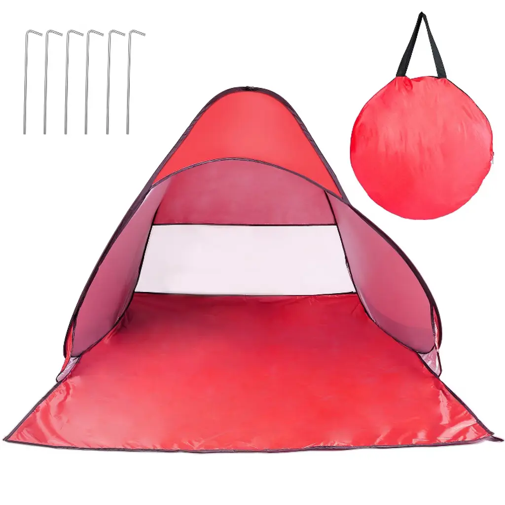 Imountek"pop-up Beach Tent Sun Shade Shelter, Uv Protection, Waterproof, For 2-3 People With Net Window"red