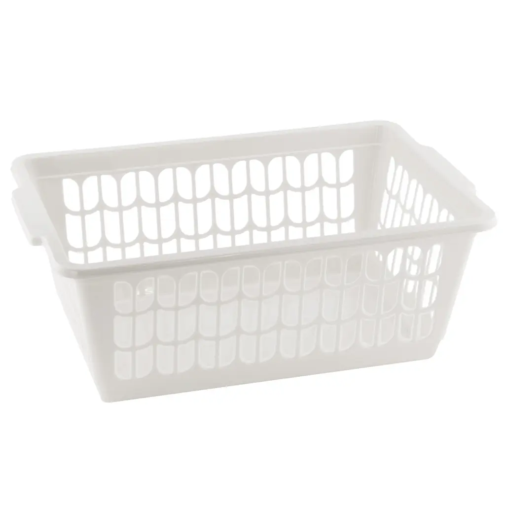 Small Plastic Storage Basket For Organizing Kitchen Pantry, Countertop - White
