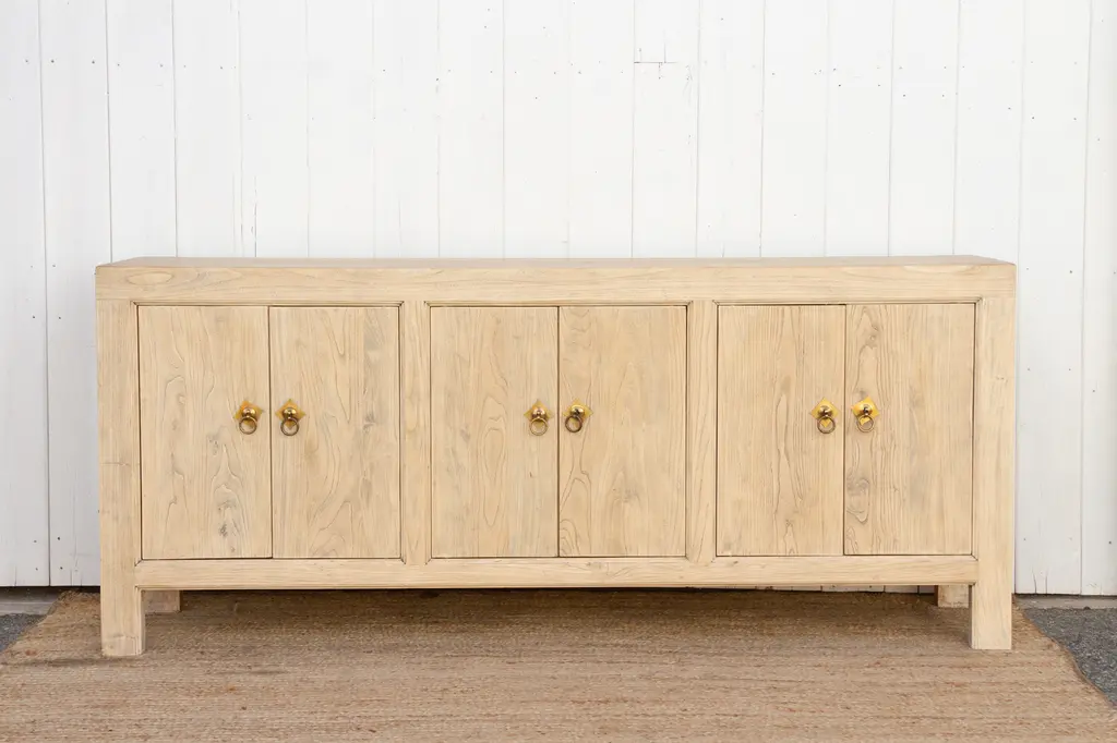 Long Rustic Bleached Elm Sideboard