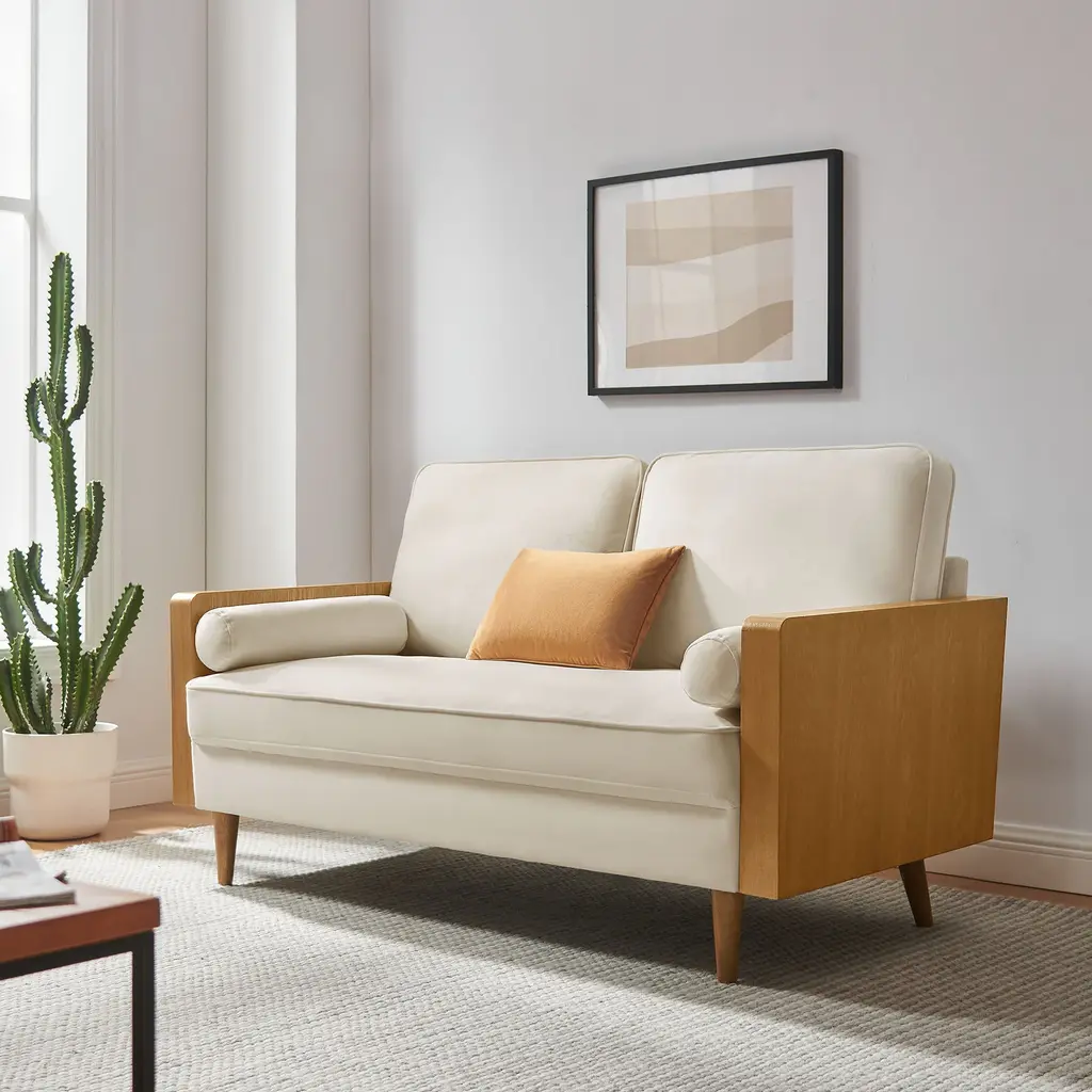 Kellan Performance Velvet Loveseat In Walnut Alabaster - Walnut Alabaster