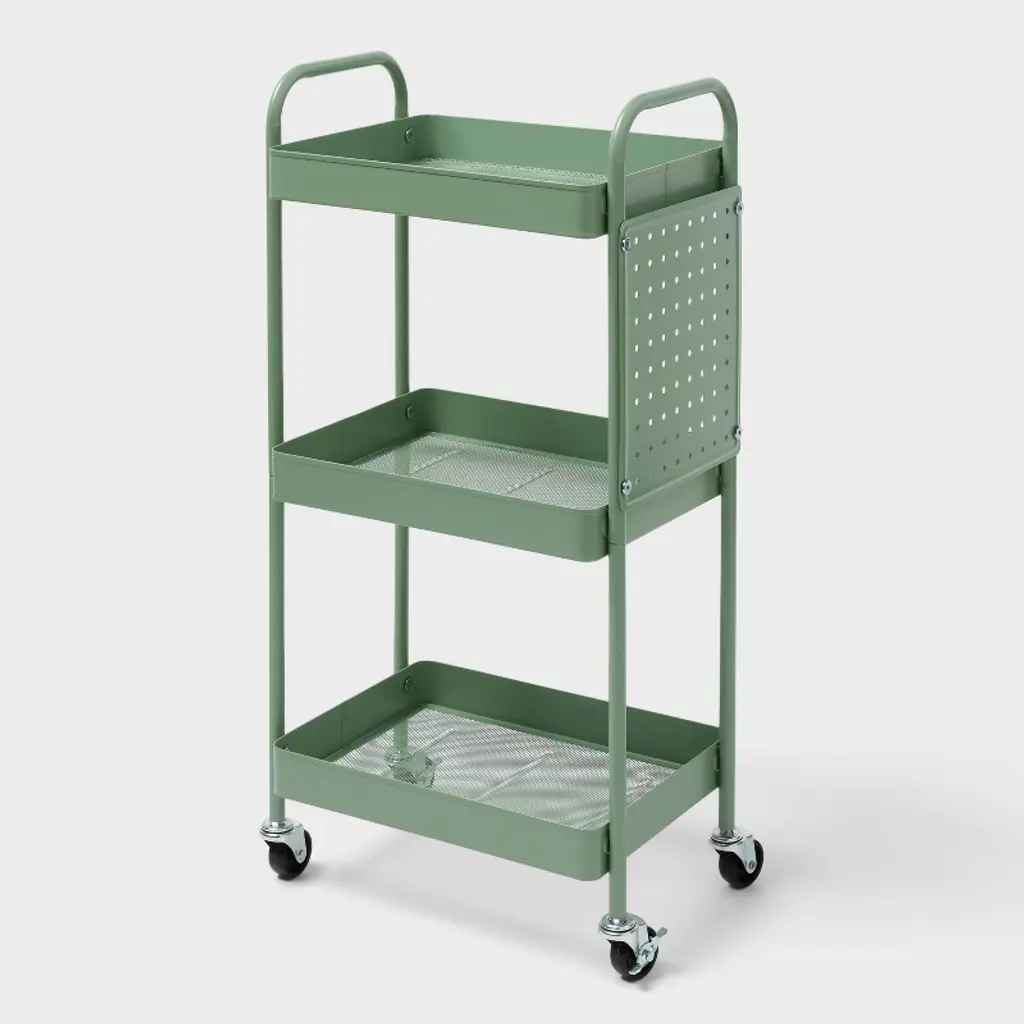 3 Tier Pegboard Cart Green - Brightroom™