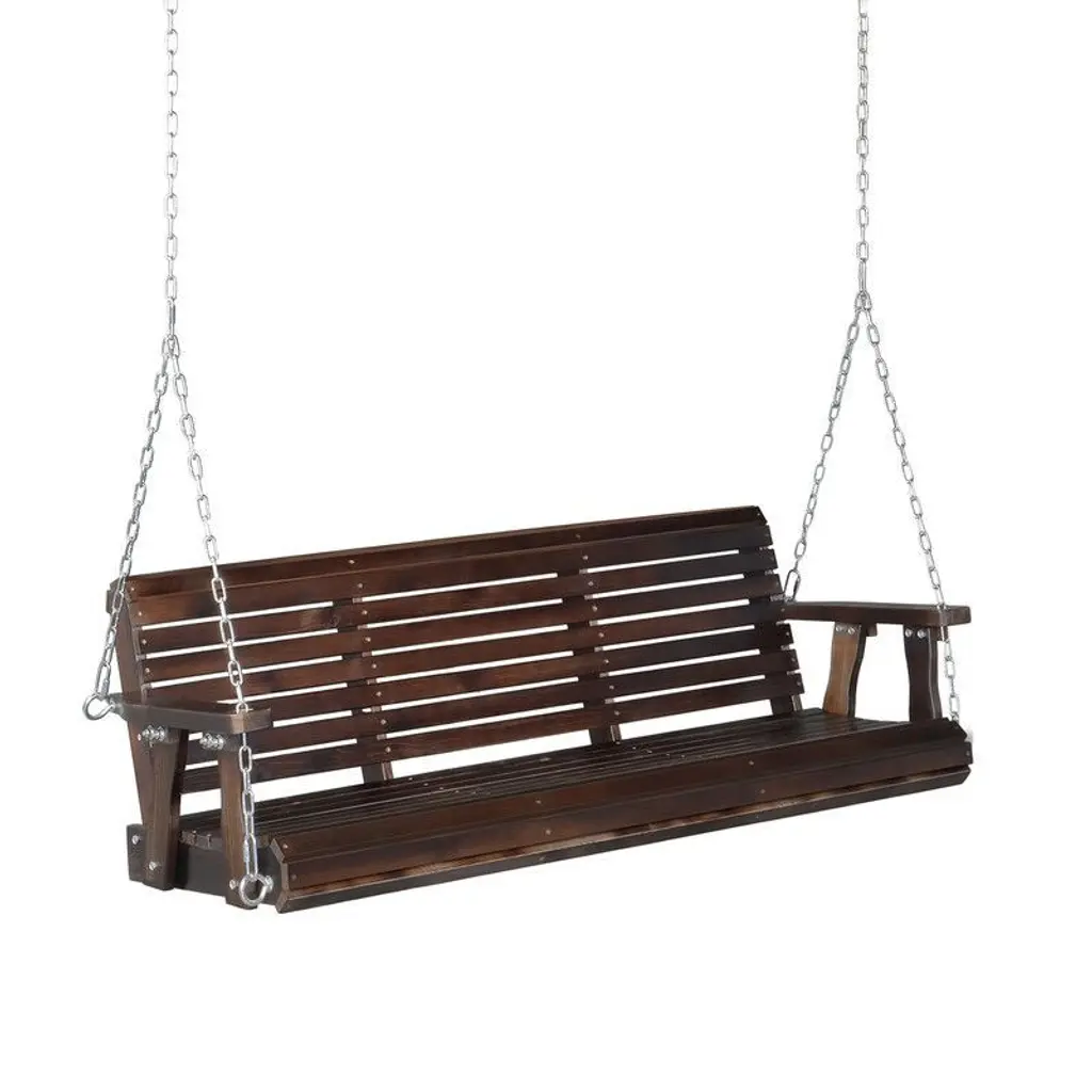 Karl Home | 5Ft 3-personn Tan Outdoor Fir Wood Hanging Porch Swing