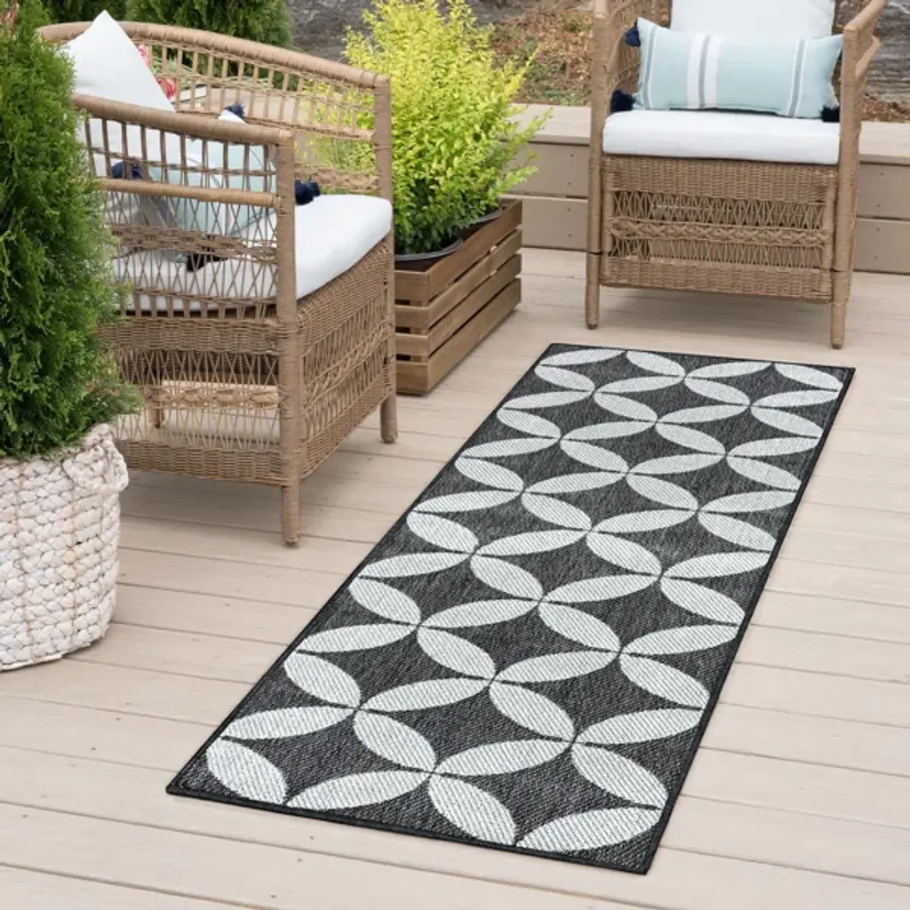 Molinari Geometric Flatweave Charcoal/white Area Rug