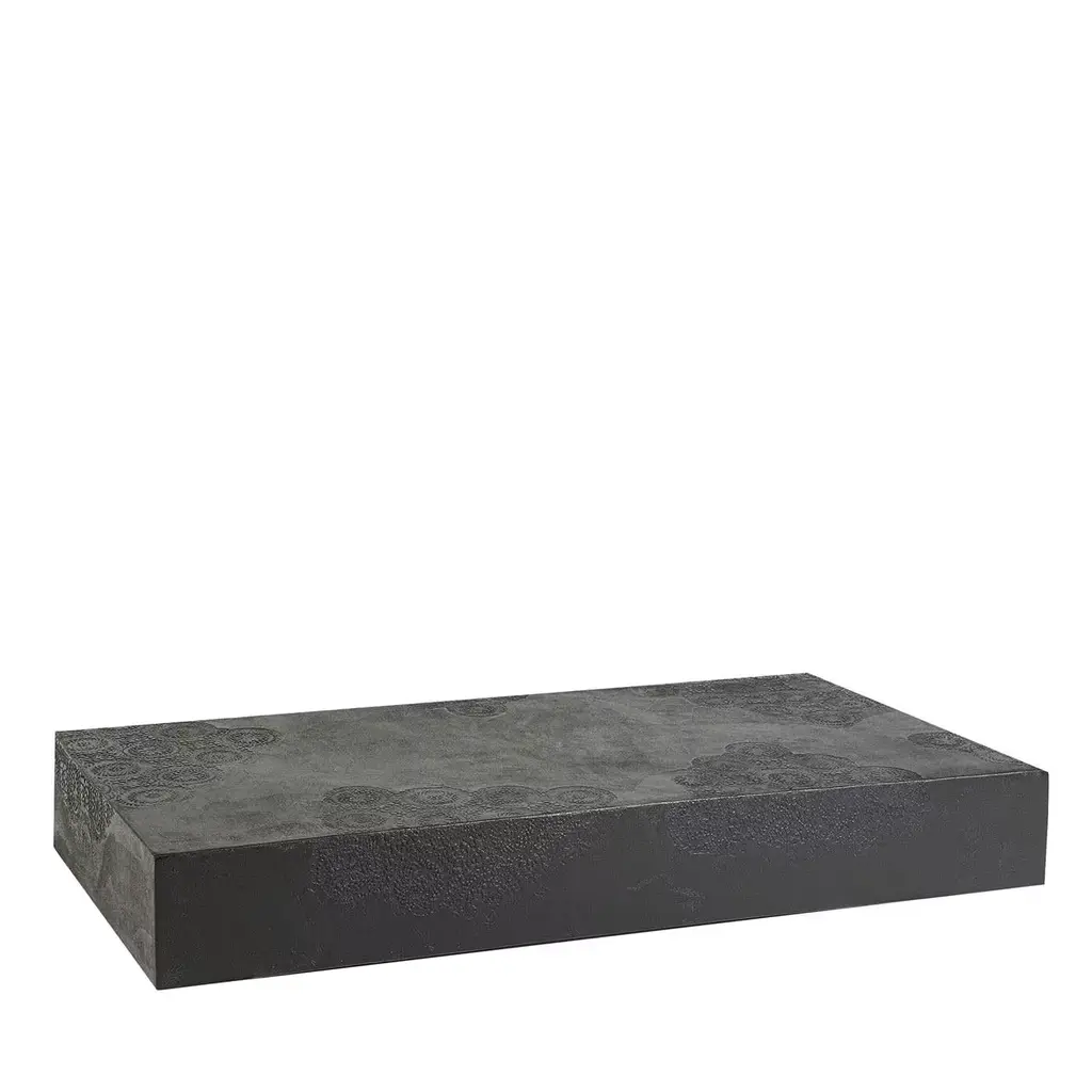 Monolite Large Rectangular Coffee Table In Dark Brown Embroidered Spatulated Resin