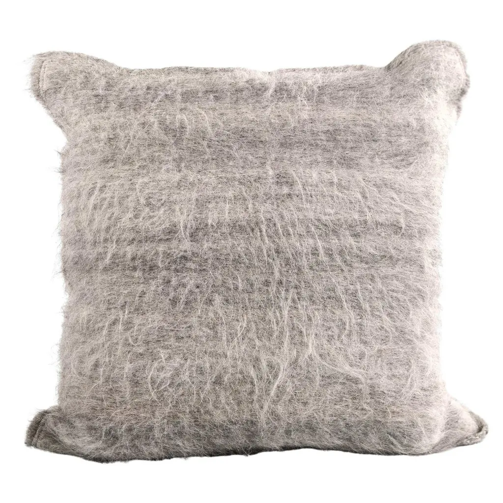 Awanay Handwoven Fair Trade Organic Llama Wool Pillow In Light Gray, In Stock