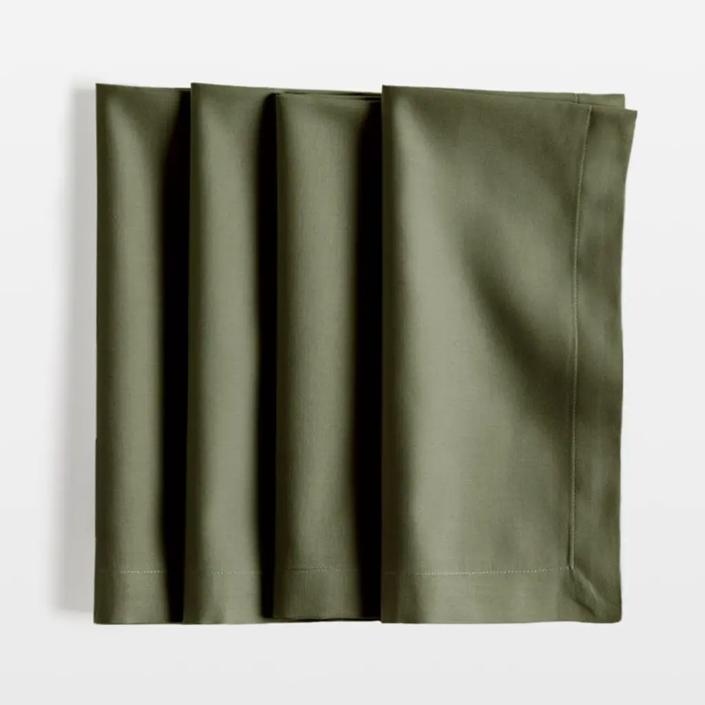 Aspen Burnt Green Organic Cotton Napkins, Set Of 4