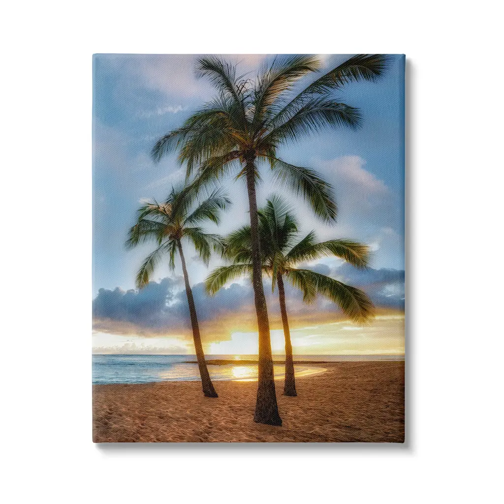 Stupell Palm Trees Tropical Beach Cove Canvas Wall Art By Dennis Frates - 30 X 40
