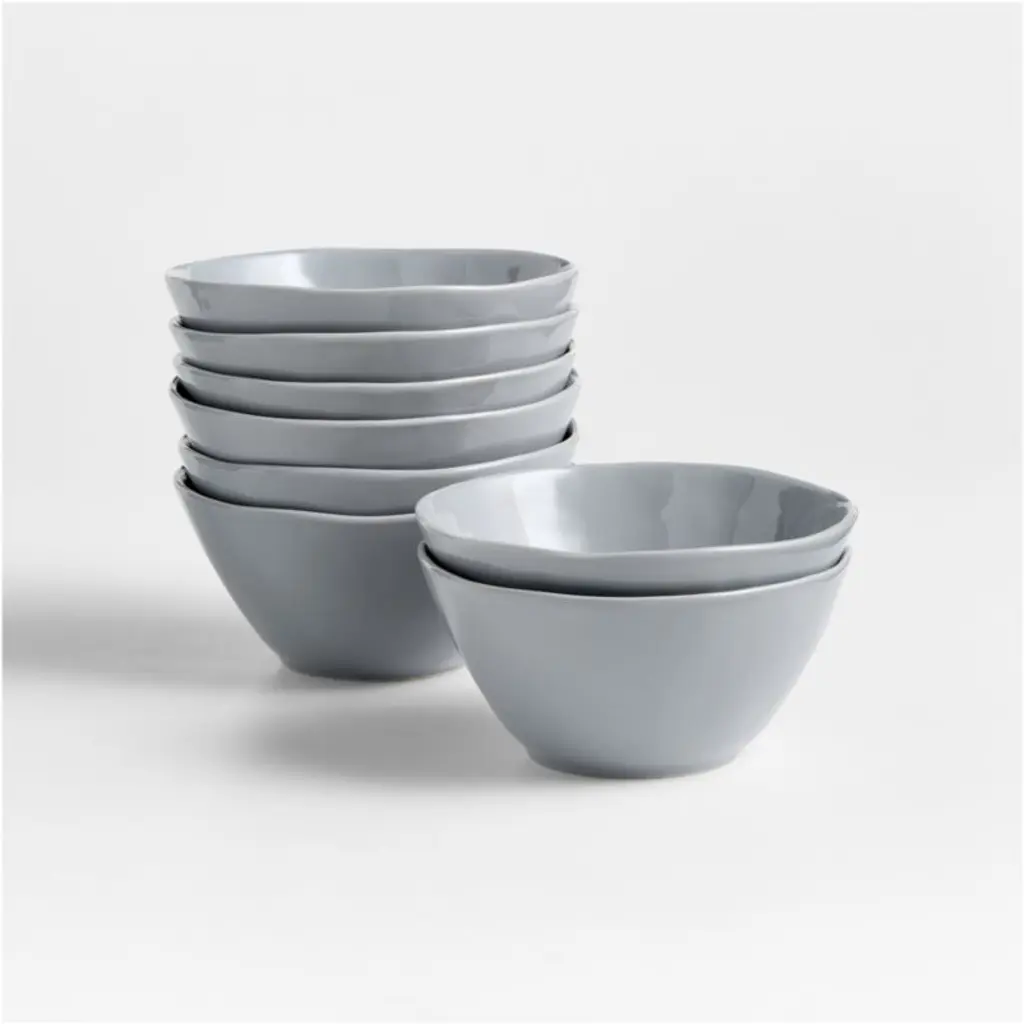 Mercer Grey Porcelain Cereal Bowls, Set Of 8