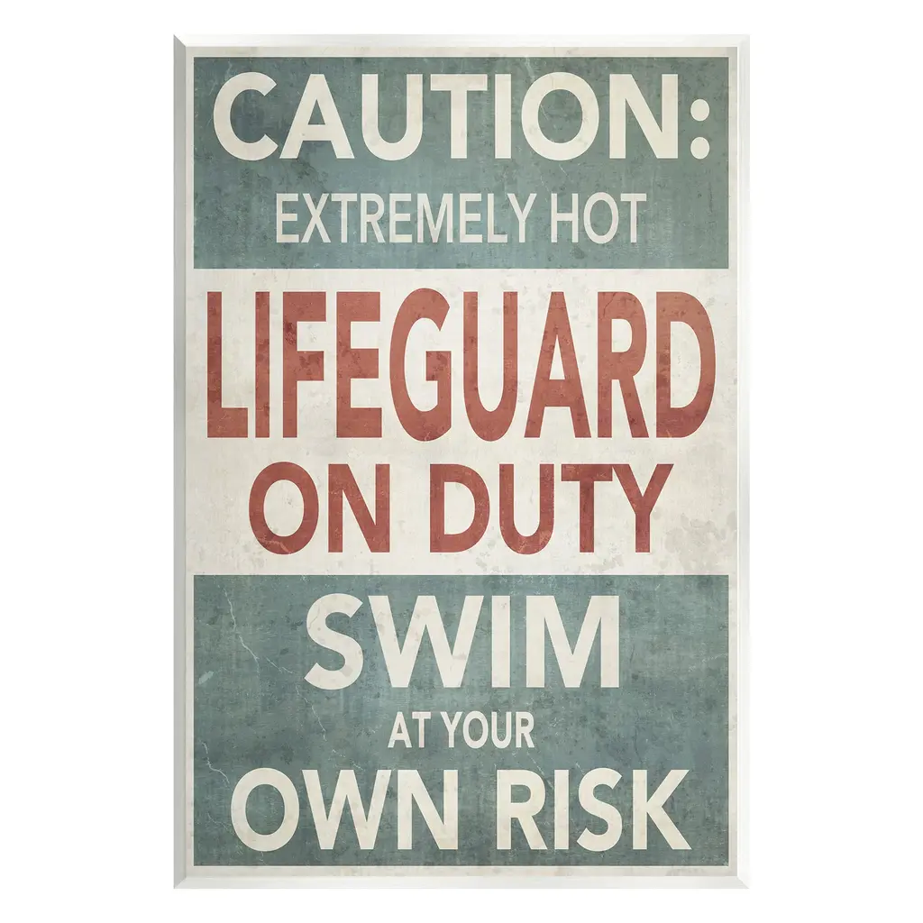 Stupell Funny Swim At Own Risk Wall Plaque Art Design By Graffitee Studios - 13 X 19