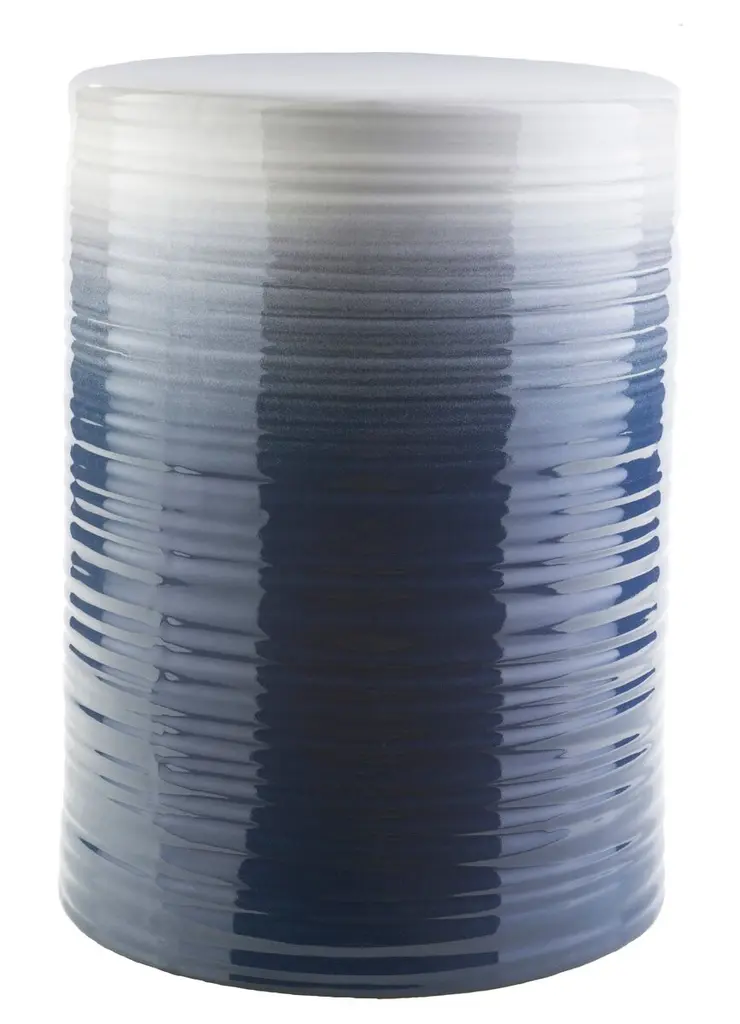 Waverly Ceramic Garden Stool, Navy Ombre