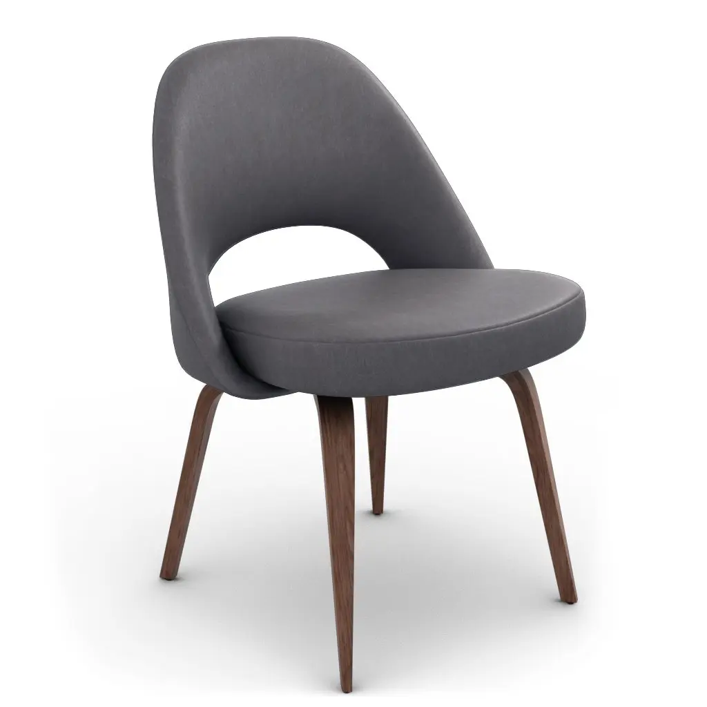 Saarinen Executive Leather Side Chair - Wood Legs