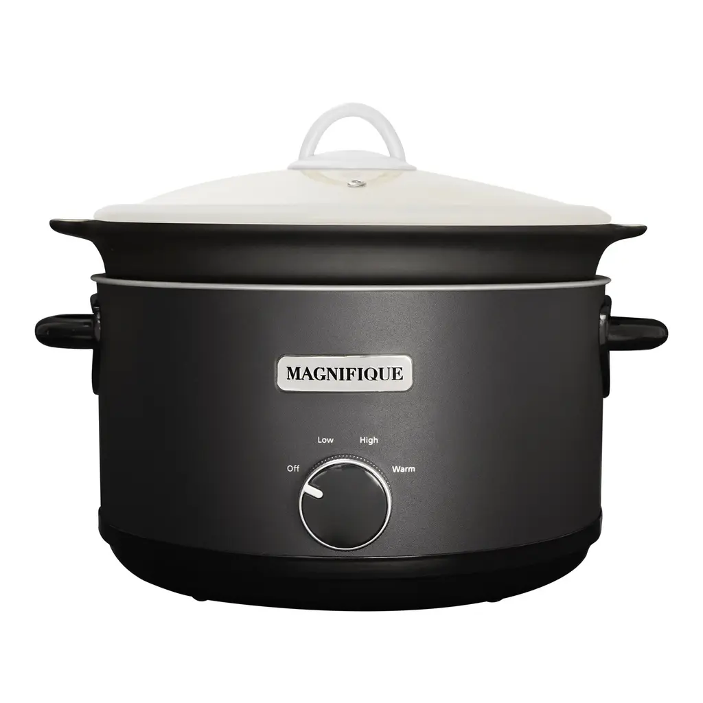 Magnifique 5 Quart Slow Cooker Round Manual Pot - 13 Inches×11.8 Inches - Black