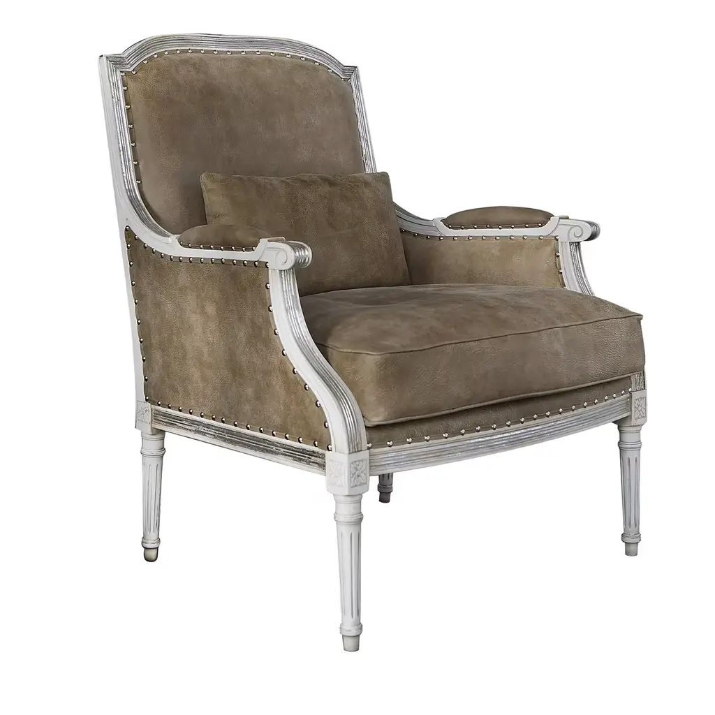 Gray Leather Armchair